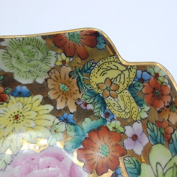 Chinese Famille Rose Porcelain Millefleur1000 Flower Gilt Lotus Display Bowl - Picture 5 of 13